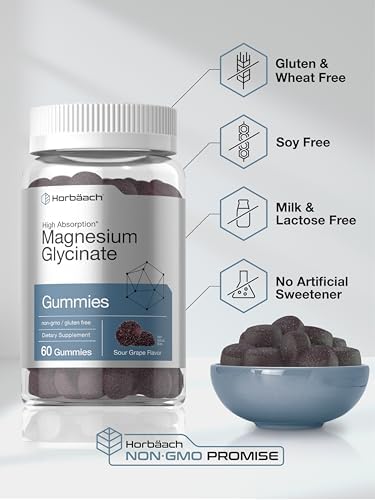 Gomitas de Magnesio Glycinate Horbäach | 60 piezas | Sabor Uva Ácida | Alta Absorción | Veganas, Sin OGM, Sin Gluten - imagen 5
