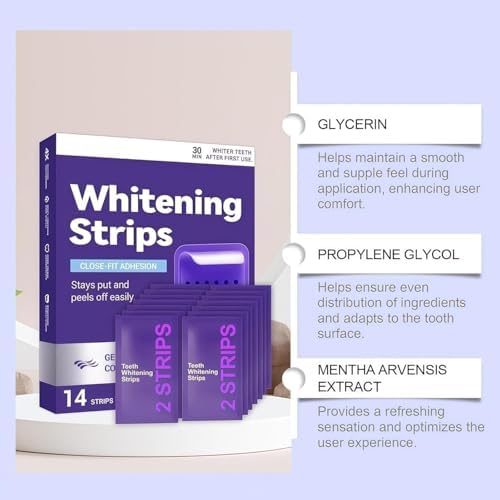 Tiras Blanqueadoras de Dientes Moradas, Reducción Suave de Manchas Diarias y Brillo Natural, Portátiles para Uso en Casa o en Movimiento, 14 Tiras - imagen 3