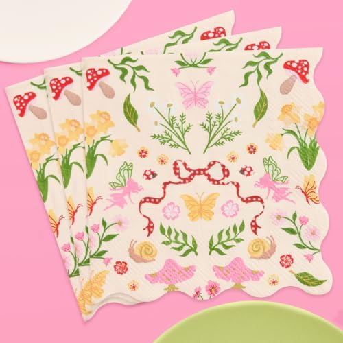 Servilletas de Hada del Jardín xo, Fetti - 25 piezas | Decoraciones para Fiesta en el Bosque, Fiesta de Té de Primavera, Cumpleaños Infantil, - imagen 1