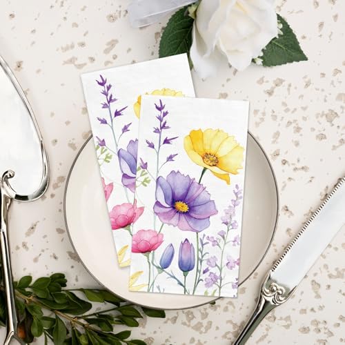 Servilletas Desechables TAJWE 100 Coloridas con Flores Silvestres para Fiestas, Almuerzos y Cenas - Decorativas para Cocina y Baño - imagen 2