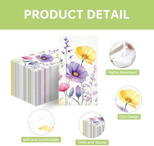 Servilletas Desechables TAJWE 100 Coloridas con Flores Silvestres para Fiestas, Almuerzos y Cenas - Decorativas para Cocina y Baño - imagen 5