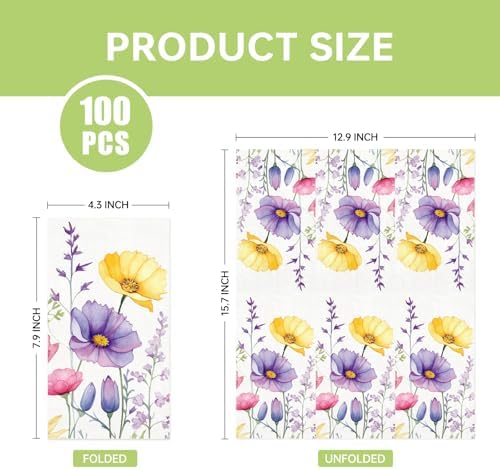 Servilletas Desechables TAJWE 100 Coloridas con Flores Silvestres para Fiestas, Almuerzos y Cenas - Decorativas para Cocina y Baño - imagen 6