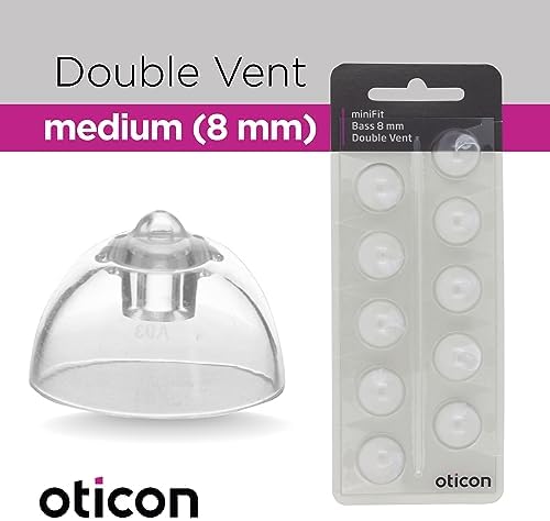Domos MiniFit de Ventilación Doble Oticon Originales 8mm (Medianos) - Repuestos Auténticos de Dinamarca para Audífonos - 1 Paquete/10 Domos - imagen 2