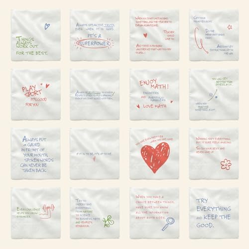 Notas de Almuerzo Tiny Truths para Niños - 50 Afirmaciones Motivacionales para la Inteligencia Emocional en Servilletas de Papel Suave de 3 Capas - imagen 7