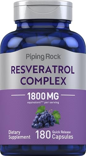 Complejo de Resveratrol Piping Rock | 180 Cápsulas | Extracto de Semilla de Uva | Suplemento No Transgénico y Libre de Gluten - imagen 1