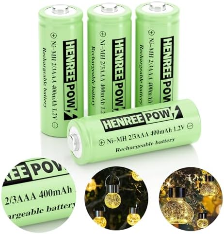 Baterías Recargables Henreepow Ni-MH 2/3AAA 1.2V 400mAh, Baja Autodescarga, Larga Duración, para Luces Solares, Paquete de 12 (No son AAA) - imagen 8
