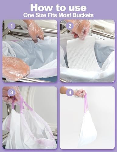 50 Forros Desechables para Comoda de Noche con Almohadillas Absorbentes - Set de 50 Bolsas, 50 Almohadillas y 100 Guantes, Aroma a Lavanda, Ajuste - imagen 5