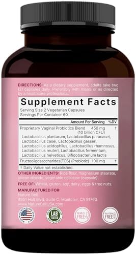 NatureBell Probióticos Vaginales para Mujeres, 10 Mil Millones CFU, 120 Cápsulas Veganas | Mezcla de Probióticos y Prebióticos – Suplemento de - imagen 7