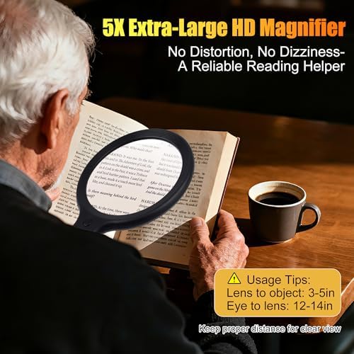 Lupa de Cuello Manos Libres con Luz para Personas Mayores – Lente Recargable de 5X/10X de 5.3 para Lectura, Costura y Manualidades - imagen 4