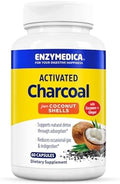 Carbón Activado Enzymedica de Cáscaras de Coco - Pastillas Veganas para Hombres y Mujeres, Ayuda a Reducir Gases, Inflamación e Indigestión, 60 - imagen 1