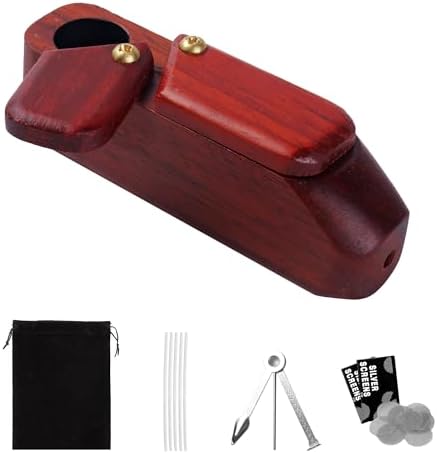 Pipa de Tabaco Clásica ANCKSNM Roja, Hecha a Mano de Madera de Rosa, con Bolsa de Regalo Negra y Accesorios - imagen 2