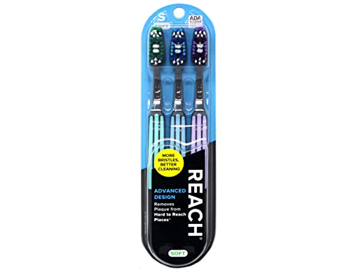 Cepillos de Dientes Suaves Reach Advanced Design, Colores Variados, Paquete de 3 (2 Paquetes) Total de 6 Cepillos - imagen 2