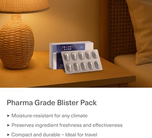 TRAVELSANA Suplemento Natural para Dormir y Apoyo contra el Jet Lag | Extracto de Raíz de Valeriana, Melatonina 5 mg y Magnesio | 30 Cápsulas Veganas - imagen 8
