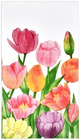 100 Servilletas de Invitado Tulipán, Toallas Desechables con Diseño Floral Acuarela para Baño, Decoración de Fiesta de Primavera, Boda o Baby Shower - imagen 1
