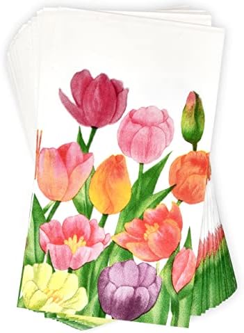 100 Servilletas de Invitado Tulipán, Toallas Desechables con Diseño Floral Acuarela para Baño, Decoración de Fiesta de Primavera, Boda o Baby Shower - imagen 2