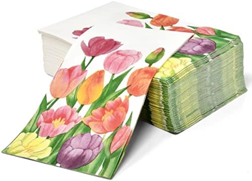 100 Servilletas de Invitado Tulipán, Toallas Desechables con Diseño Floral Acuarela para Baño, Decoración de Fiesta de Primavera, Boda o Baby Shower - imagen 3