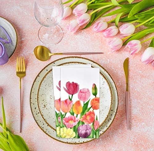 100 Servilletas de Invitado Tulipán, Toallas Desechables con Diseño Floral Acuarela para Baño, Decoración de Fiesta de Primavera, Boda o Baby Shower - imagen 4