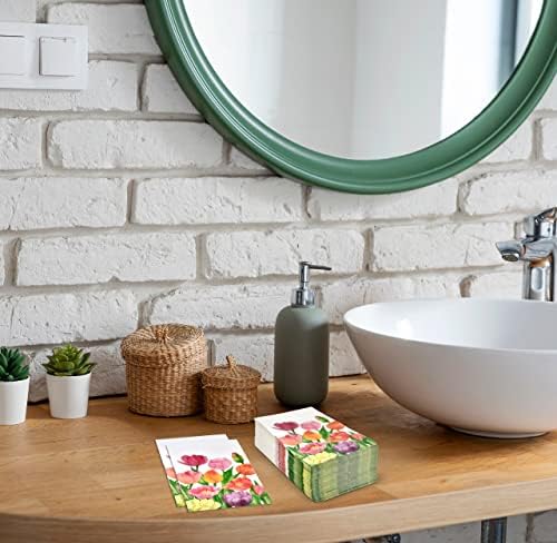 100 Servilletas de Invitado Tulipán, Toallas Desechables con Diseño Floral Acuarela para Baño, Decoración de Fiesta de Primavera, Boda o Baby Shower - imagen 6