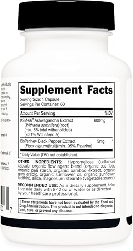 Complejo de Ashwagandha KSM-66 de Primal (60 Cápsulas / 60 Porciones, 600 mg Por Porción) - Con Extracto de Pimienta Negra, Libre de Gluten, No - imagen 4