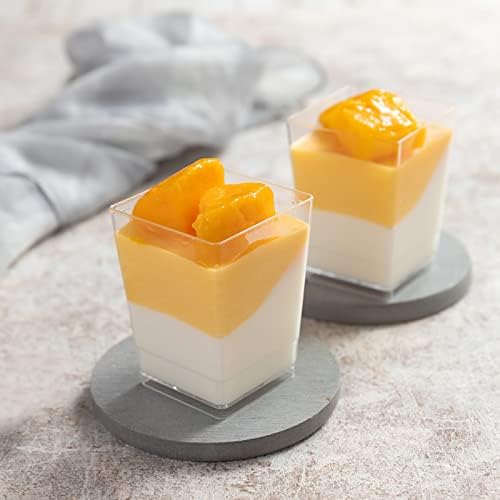 Vasos de Postre Wiaregom de 50 Piezas de 5 Oz con Tapa y Cucharas, Vasos Plásticos Cuadrados Transparentes para Mousse, Helado y Aperitivos - imagen 3