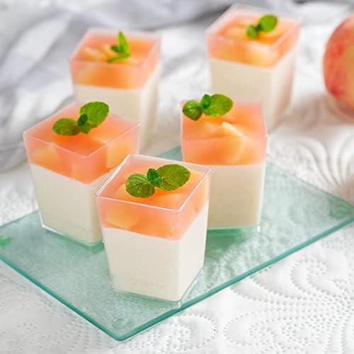 Vasos de Postre Wiaregom de 50 Piezas de 5 Oz con Tapa y Cucharas, Vasos Plásticos Cuadrados Transparentes para Mousse, Helado y Aperitivos - imagen 5