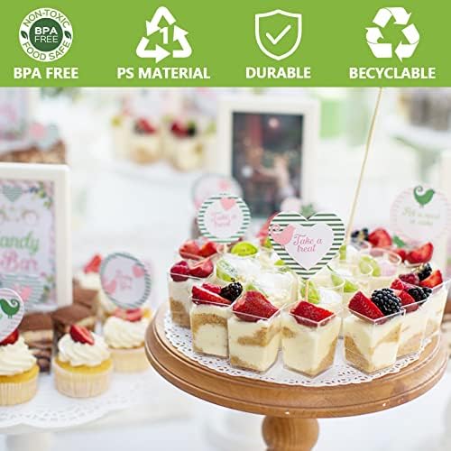Vasos de Postre Wiaregom de 50 Piezas de 5 Oz con Tapa y Cucharas, Vasos Plásticos Cuadrados Transparentes para Mousse, Helado y Aperitivos - imagen 6