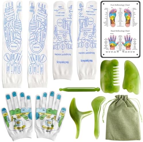 Set de Calcetines de Reflexología con Guantes y 5 Herramientas para Masaje de Pies - Calcetines de Acupresión para Mujeres y Hombres - imagen 1