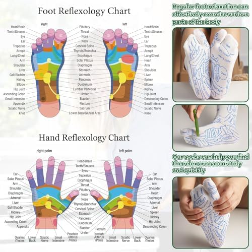 Set de Calcetines de Reflexología con Guantes y 5 Herramientas para Masaje de Pies - Calcetines de Acupresión para Mujeres y Hombres - imagen 4