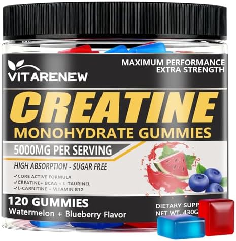 Gomitas de Creatina VITARENEW 120 piezas - Sabor Sandía y Arándano, 5000mg Creatina Monohidratada con BCAA, L-Taurina y Electrolitos para Crecimiento - imagen 1