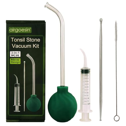 Kit de Remoción de Piedras en las Amígdalas Airgoesin 3 en 1, Aspirador de Piedras, Pica de Acero Inoxidable de 18 cm y Jeringa de Irrigación Curva - imagen 1