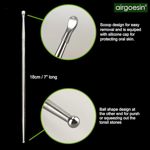 Kit de Remoción de Piedras en las Amígdalas Airgoesin 3 en 1, Aspirador de Piedras, Pica de Acero Inoxidable de 18 cm y Jeringa de Irrigación Curva - imagen 3