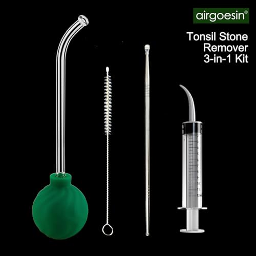 Kit de Remoción de Piedras en las Amígdalas Airgoesin 3 en 1, Aspirador de Piedras, Pica de Acero Inoxidable de 18 cm y Jeringa de Irrigación Curva - imagen 5