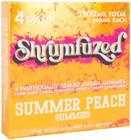 Gomitas Nootrópicas Shrumfuzed 3200mg - Mezcla de Hongos Lion's Mane, Reishi, Chaga y Cordyceps (4, Durazno Verano) - imagen 2