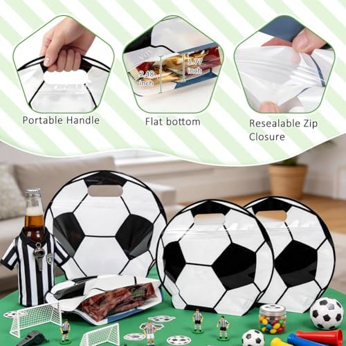 HRX Paquete de 18 Bolsas de Snack para Fútbol con Asas, Bolsas de Regalo para Eventos Deportivos, Cumpleaños y Fiestas de Equipo - imagen 2