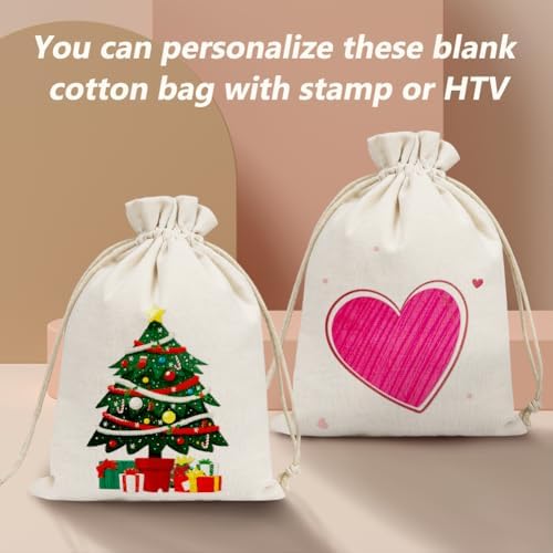 HRX Paquete de 20 Bolsas de Lona de Algodón 7x9 pulgadas, Bolsas de Regalo con Cierre de Cuerda para Fiestas y Manualidades - imagen 5