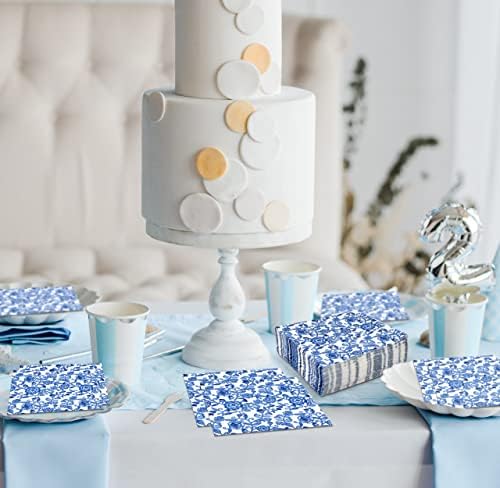 Servilletas Desechables de Papel Floral Azules de 100 Piezas para Cócteles - Regalo Boutique, Ideal para Bodas, Bautizos y Fiestas de Primavera - imagen 5