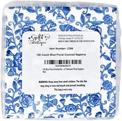 Servilletas Desechables de Papel Floral Azules de 100 Piezas para Cócteles - Regalo Boutique, Ideal para Bodas, Bautizos y Fiestas de Primavera - imagen 7