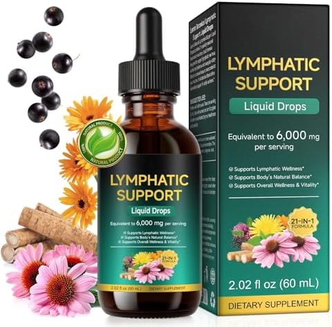 AIQIUSHA Gotas Drenantes Linfáticas 21 en 1 6000mg, Suplemento Herbal Equilibrante con Equinácea, Diente de León, Bardana, Trébol Rojo y Cleavers, 2 - imagen 1