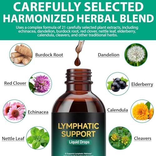 AIQIUSHA Gotas Drenantes Linfáticas 21 en 1 6000mg, Suplemento Herbal Equilibrante con Equinácea, Diente de León, Bardana, Trébol Rojo y Cleavers, 2 - imagen 4