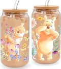 Vasos Frosted de Pooh Bear, Taza de Oso de Miel para Regalo, Vasos de Winnie con Tapa, Vaso de Cristal de 16oz para Mejor Amiga - imagen 1