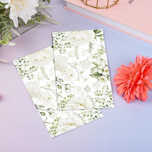 100 Servilletas Desechables Blancas con Flores para Invitados - Toallas de Papel Decorativas para Boda, Cumpleaños y Baño - imagen 2