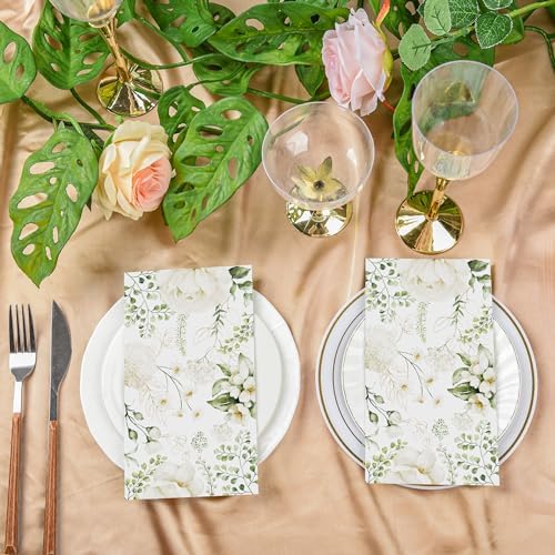 100 Servilletas Desechables Blancas con Flores para Invitados - Toallas de Papel Decorativas para Boda, Cumpleaños y Baño - imagen 4
