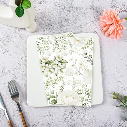 100 Servilletas Desechables Blancas con Flores para Invitados - Toallas de Papel Decorativas para Boda, Cumpleaños y Baño - imagen 5
