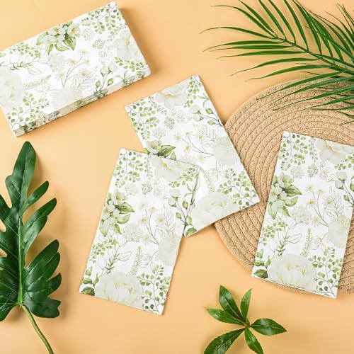 100 Servilletas Desechables Blancas con Flores para Invitados - Toallas de Papel Decorativas para Boda, Cumpleaños y Baño - imagen 6