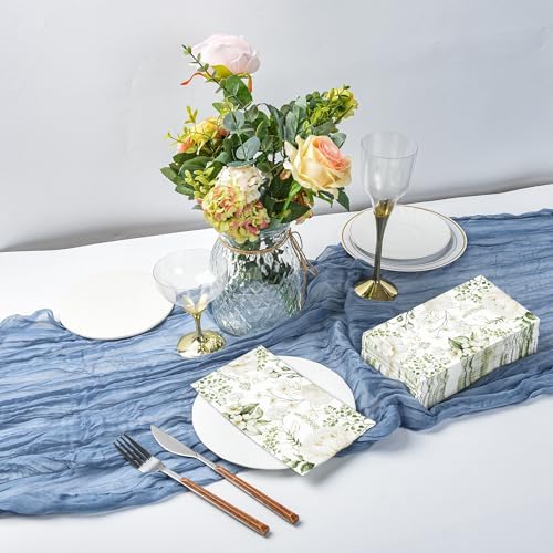 100 Servilletas Desechables Blancas con Flores para Invitados - Toallas de Papel Decorativas para Boda, Cumpleaños y Baño - imagen 7