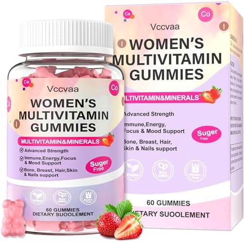 Gomitas Multivitamínicas Sin Azúcar Vccvaa para Mujeres 14+ con Hierro, Inositol, Folato y Vitaminas A, C, D3, E, B12, K2 – 60 Gomas Veganas para - imagen 1