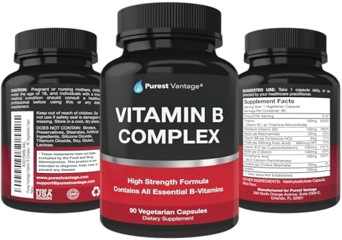 Vitaminas B Complejo Purest Vantage - B12, B1, B2, B3, B5, B6, B7, B9 y Ácido Fólico - 90 Cápsulas Vegetales para Hombres y Mujeres - imagen 4