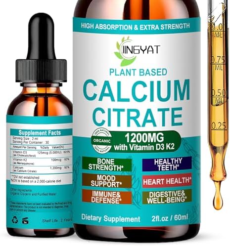 Suplementos de Calcio Líquido para Mujeres, 1200mg de Calcio de Alta Absorción con Vitamina D3 y K2 para Huesos y Dientes, 30 Porciones - imagen 1