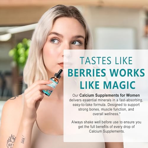 Suplementos de Calcio Líquido para Mujeres, 1200mg de Calcio de Alta Absorción con Vitamina D3 y K2 para Huesos y Dientes, 30 Porciones - imagen 7