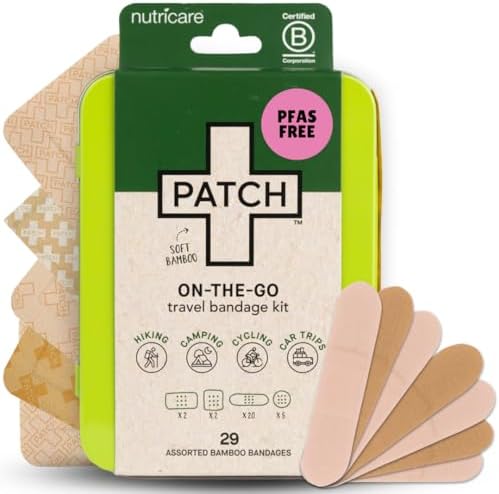 Kit de Viaje de Bandas Adhesivas de Bambú Natural PATCH para Piel Sensible, Eco-Amigables e Hipoalergénicas, 29 piezas - imagen 1